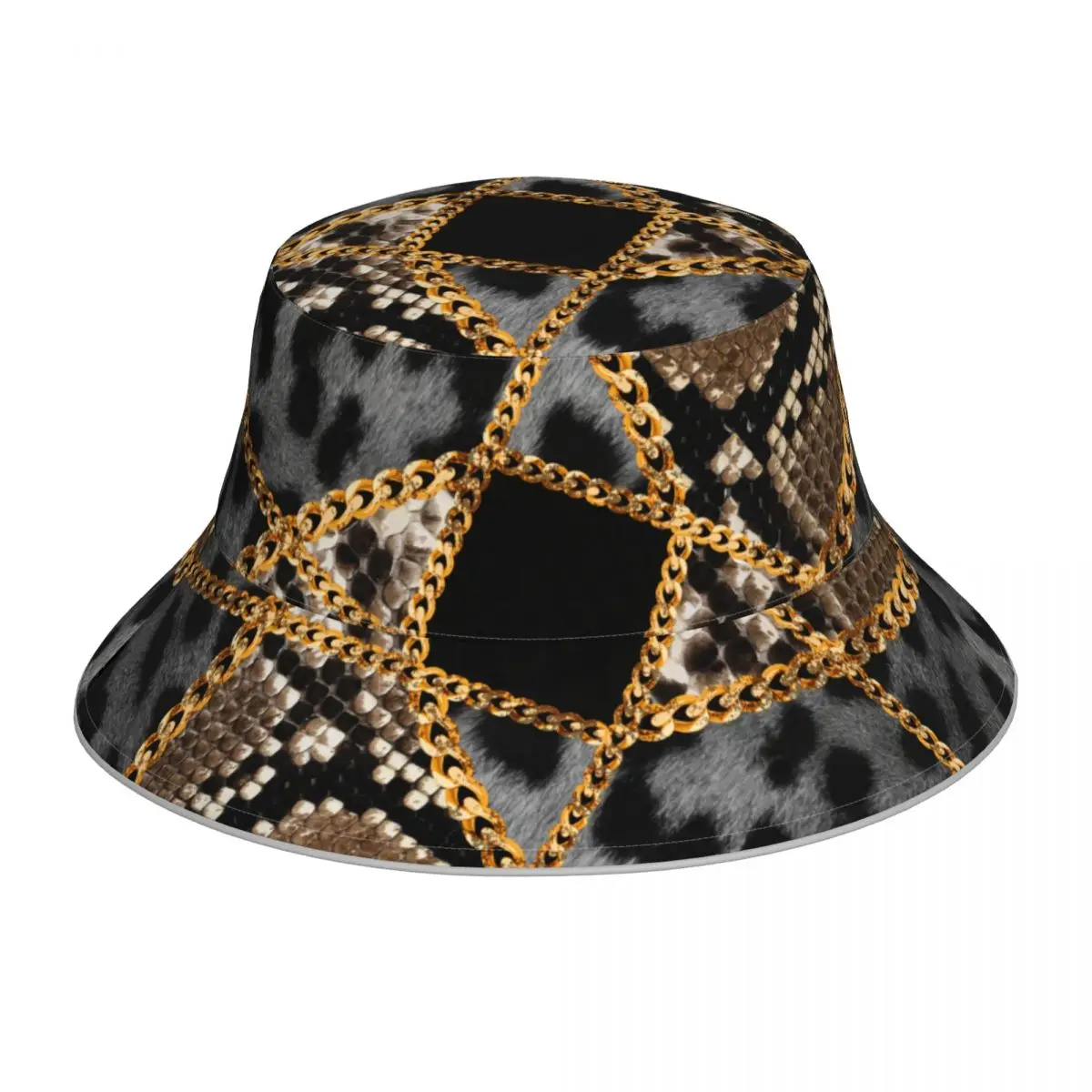 New Fisherman's Hat Unisex Fashion Leopard And Snake Skin Wild Bob Cap Windproof outdoor Reflective Bucket Hat