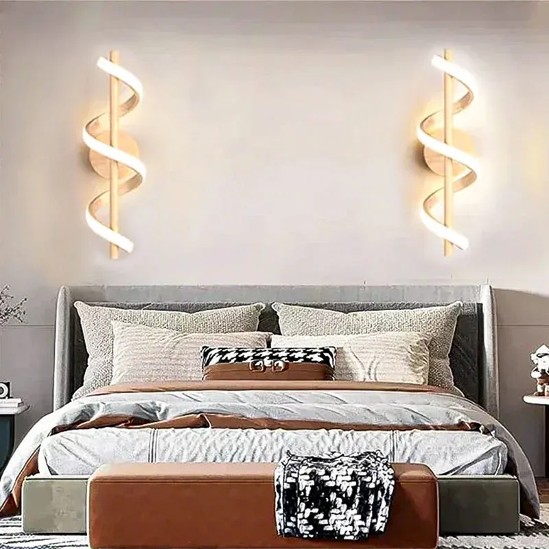 Luces LED nórdicas de pared, accesorio de iluminación de madera para sala de estar, mesita de noche, candelabro de protección ocular, decoración del hogar, accesorio de fondo interior