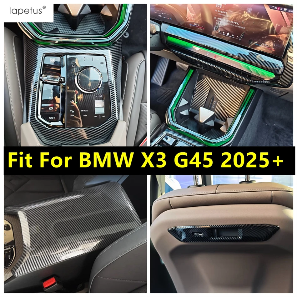 

Seat Backrest USB / Central Control Air AC Frame / Gear Shift Panel Cover Trim For BMW X3 G45 2025 2026 Carbon Fiber Accessories