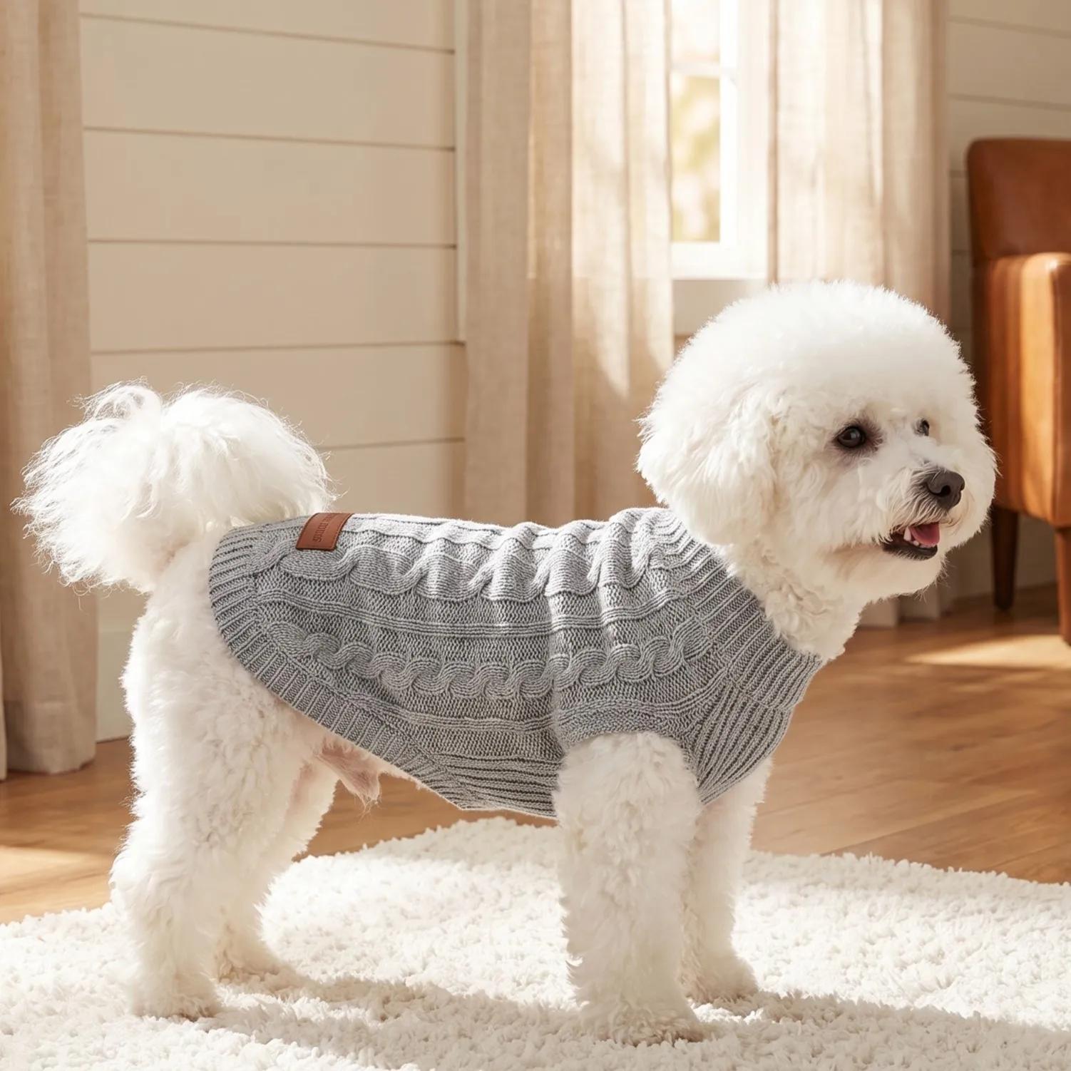 Hundepullover, gestrickte Weste für Haustiere, geflochtene Hundekleidung im Stil von „Fried Dough Twists“, warmer Mantel für Haustiere für Herbst und Winter, Kleidung für kleine Hunde. – Detail 21