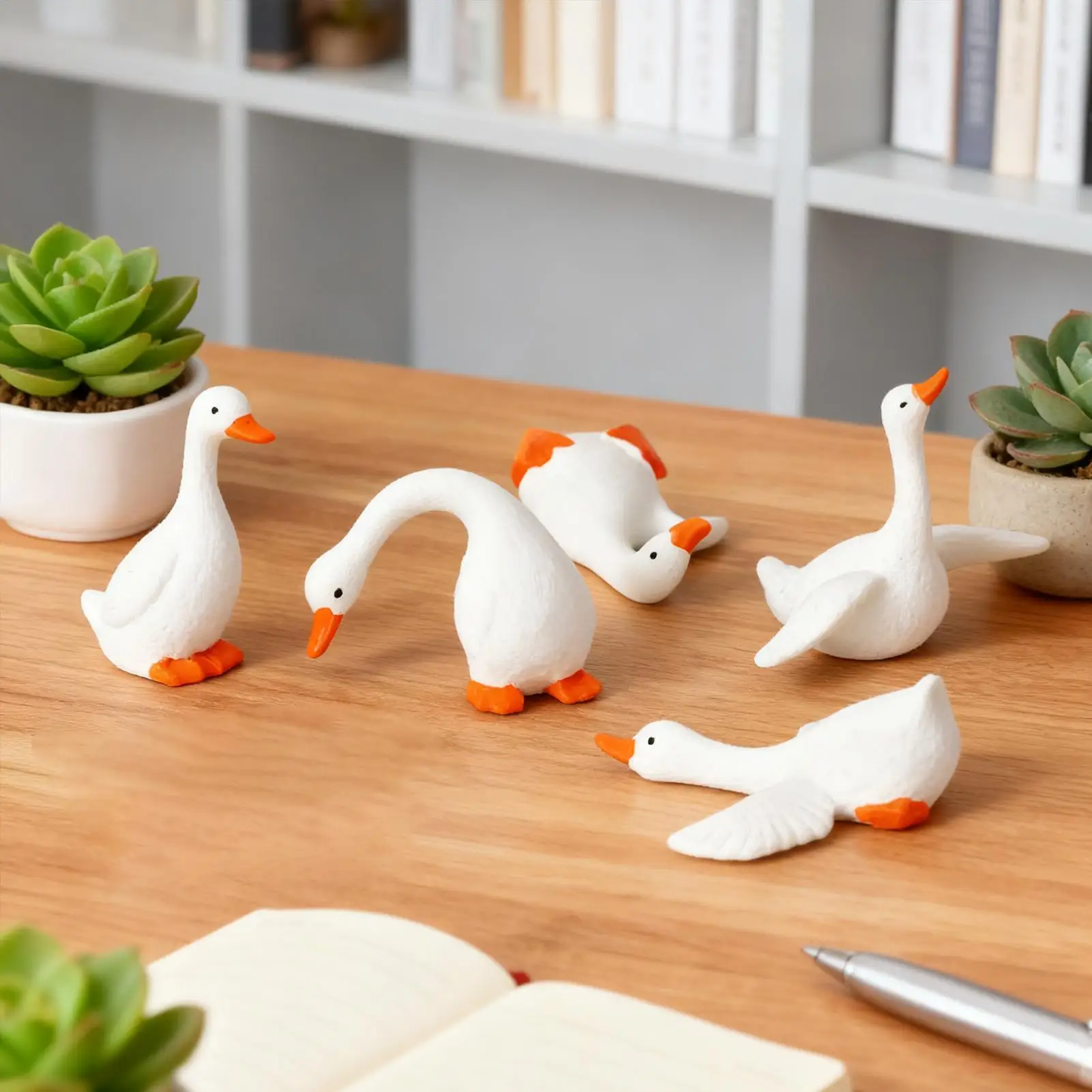 Car Dashboard Animal 6 Pieces Car Interior Geese Figurine Desktop Statue Accessories For Vehicle Automotive RV Office Road Trip