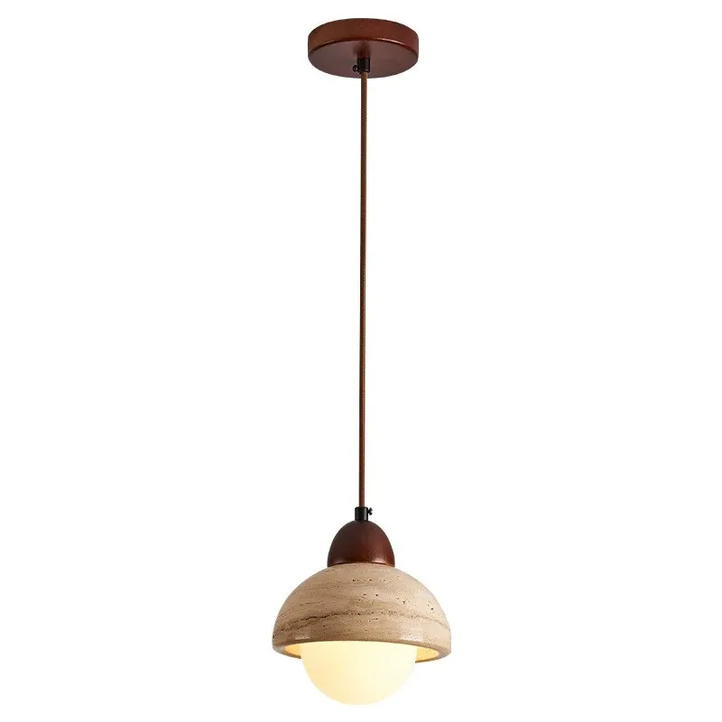 Imagem -06 - Estilo Minimalista Japonês Pendant Light Led Interior Noz Log Yellow Traverten Chandelier Salão Quarto Café Bar Luz de Suspensão