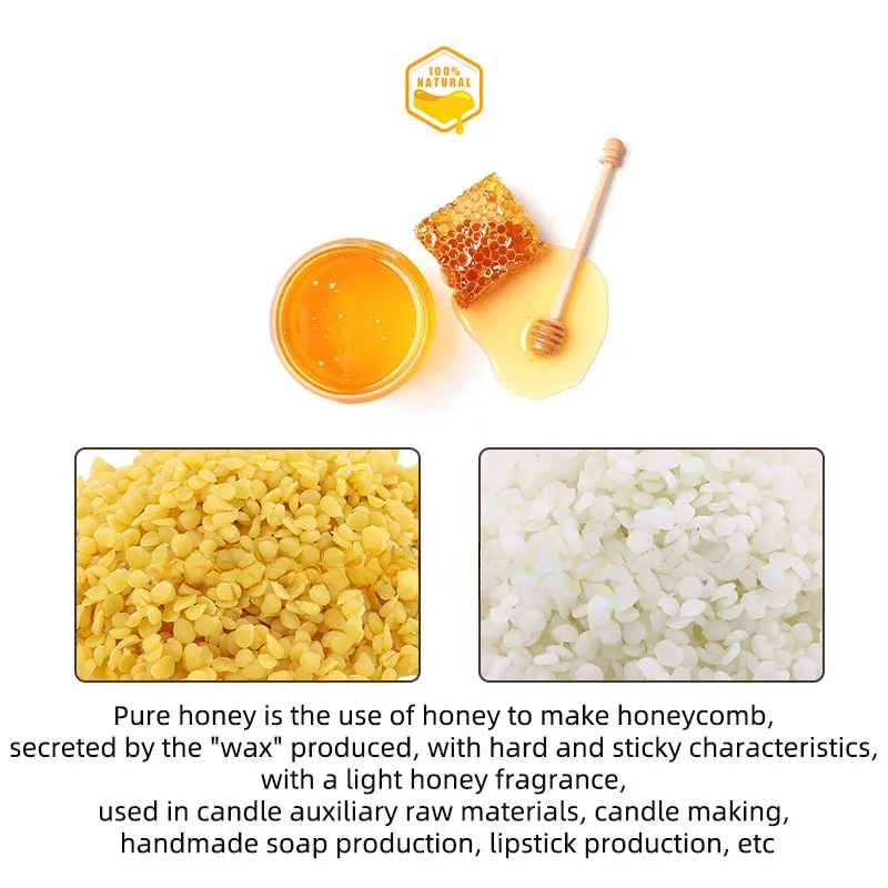 500g Pure Natural Beeswax Particles DIY Handmade Gift Lipstick Cosmetics Wax Candle Making Supplies Yellow And White Beeswax