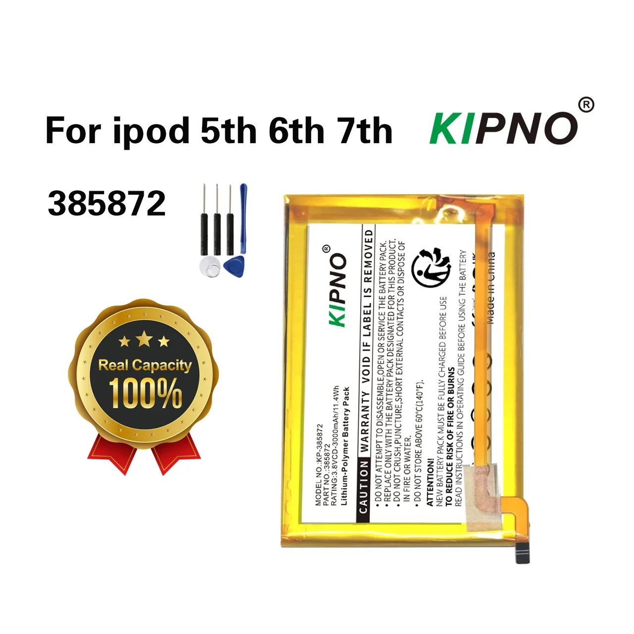 385872 3000mAh Battery for iPod 5th Gen Video 30GB iPod 6th Gen Classic 80GB 120GB 7th Gen 160GB Batteries + Free Tools