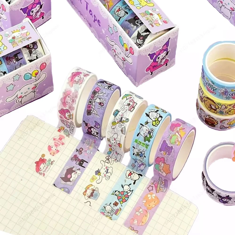 

10Roll Box Anime Guka Handbook Stickers Kuromi Melody Cinnamoroll Guka Handbook Stickers Kawaii Account Kid Toys