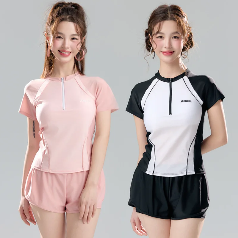 

Women's High - End Split Swimsuit Set, Modest Style, Sports - Inspired, Slimming & Tummy - Hiding, Hot Spring Wear