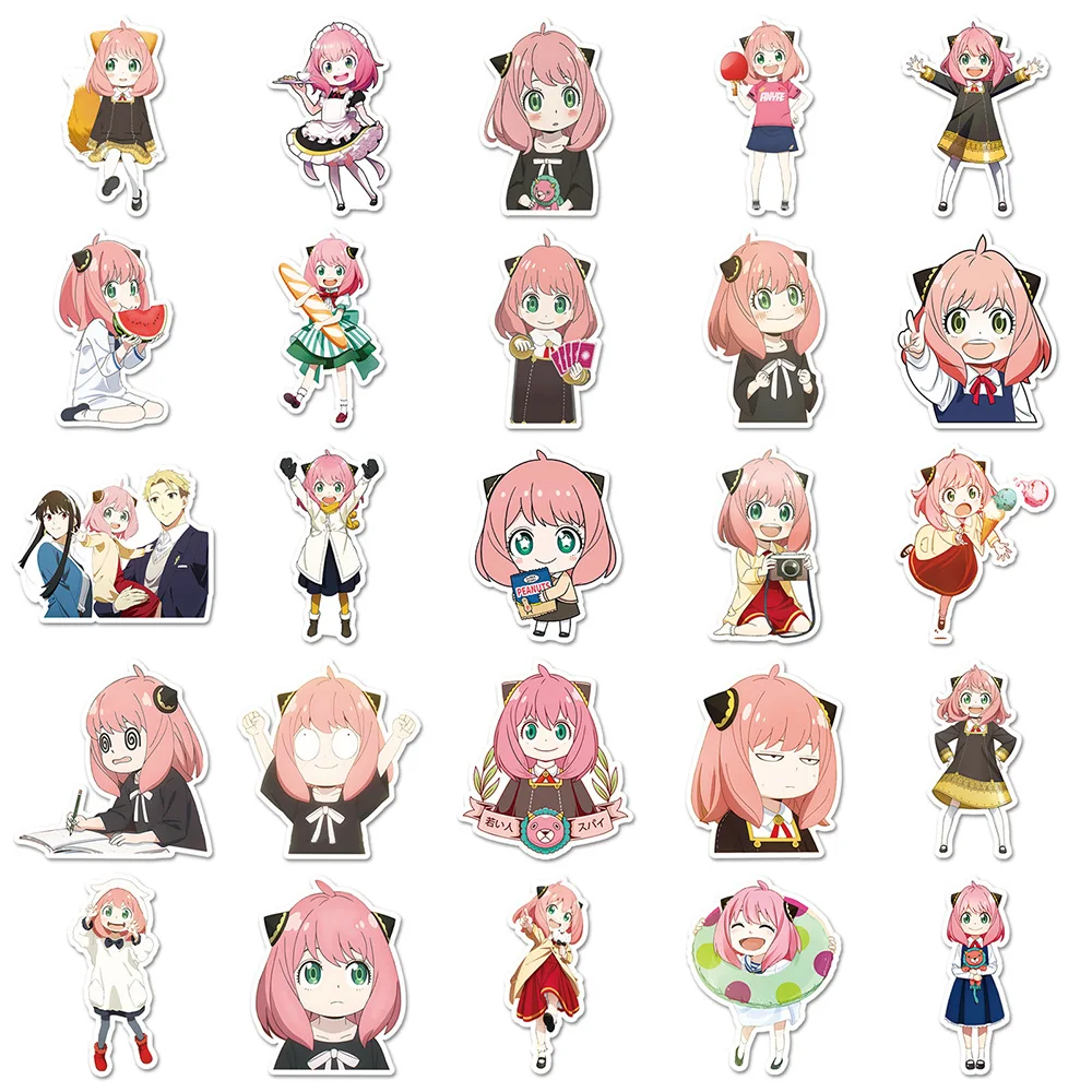 10/30/50pcs Anya Forger Anime SPY×FAMILY Stickers Waterdichte Graffiti DIY Notebook Telefoon Gitaar Fiets Leuke cartoon Meisje Decals