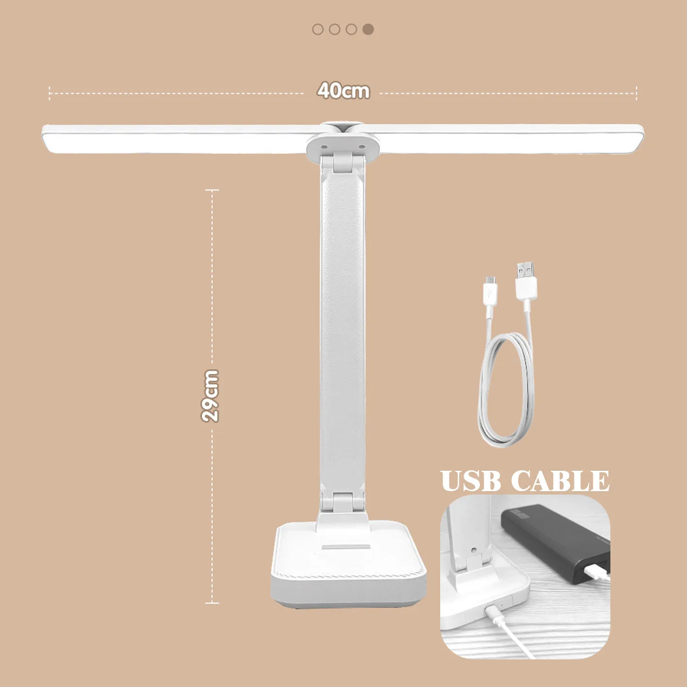 Lampu meja LED 3 tingkat dapat diredupkan, lampu malam pelindung mata USB dapat diisi ulang, lampu meja dapat dilipat untuk kamar tidur, Meja samping tempat tidur