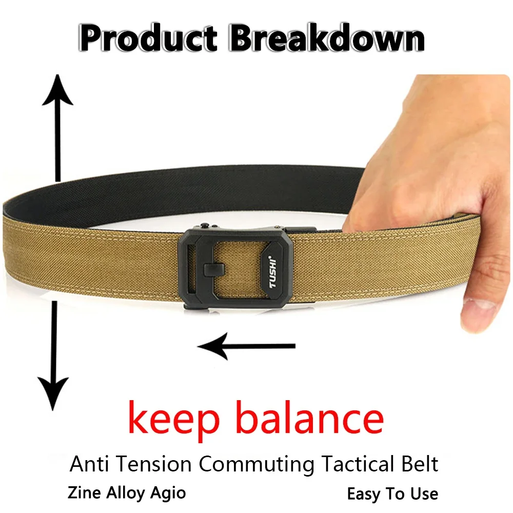 Hard Tactical Belt for Men Sturdy Nylon Metal Automatic Buckle Police Duty Military Belt Outdoor Girdle IPSC Accessories view 3