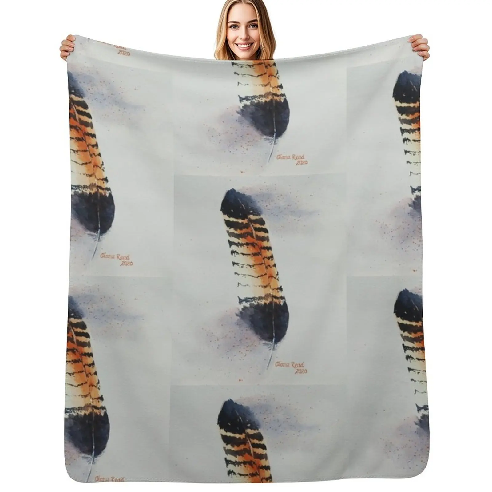 Black Cockatoo Feather Throw Blanket Cozy Napping Blanket Gift for Mom Dad