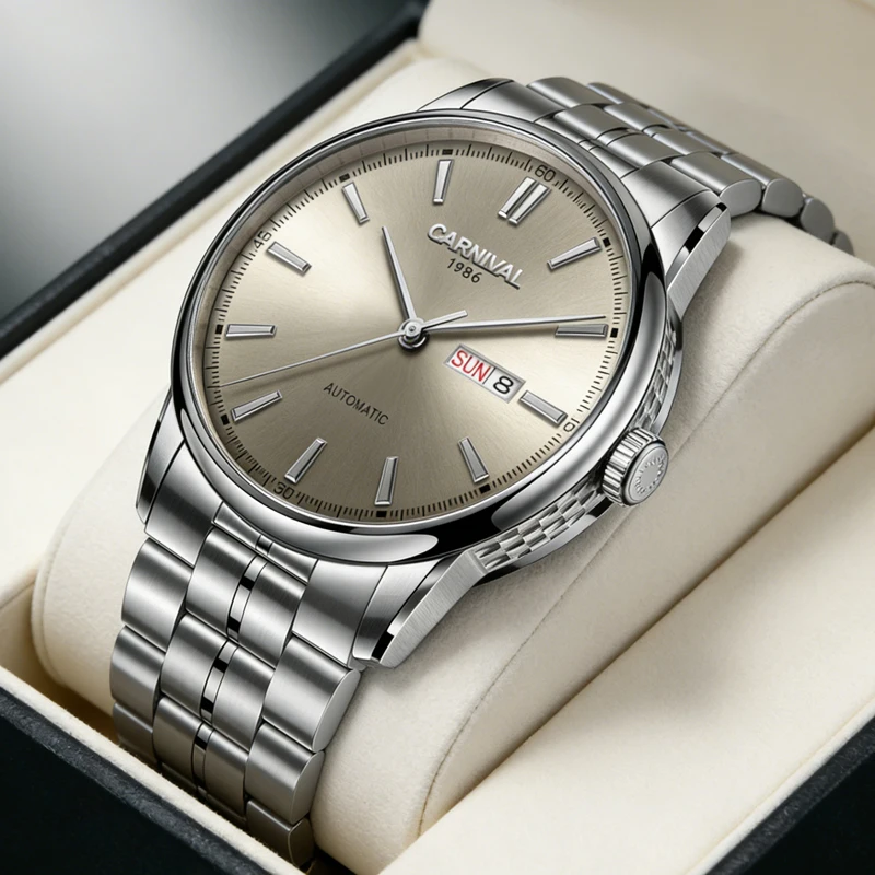 

Мужские часы CARNIVAL, роскошные брендовые автоматические часы, водонепроницаемые, с датой, MIYOTA 8219, механические часы, мужские часы с сапфировым стеклом