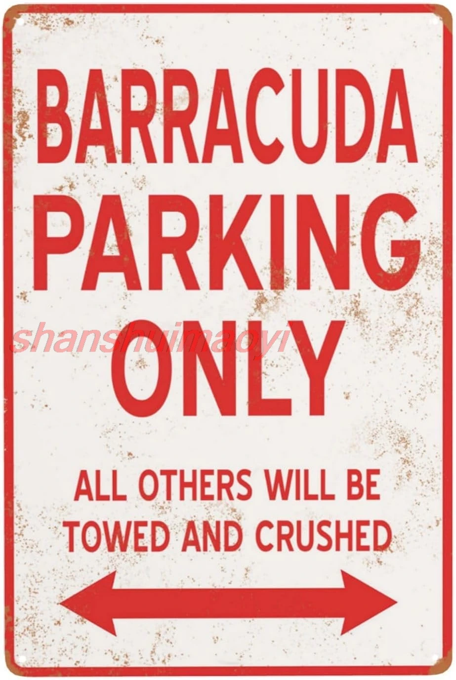 Metal Signs Aluminum Sign, Barracuda Parking Only Reserved-Parking Chic Vintage Tin Signs 8 X 12 Inches, Retro Rusty Traces ADS