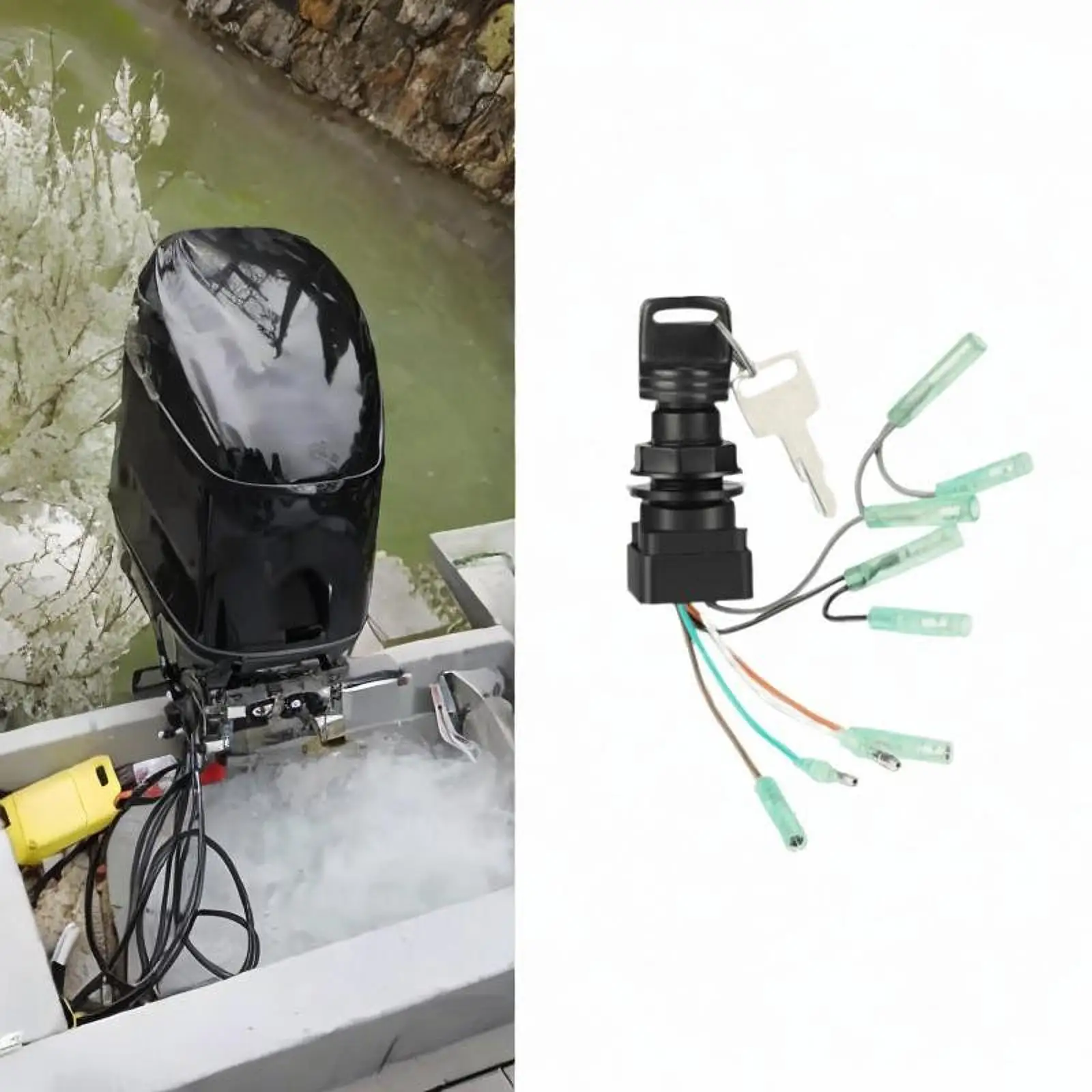 Compact Key Starter Switch Assembly for Suzuki Outboard Motor Tilt Switch Compatible Engine Control Box