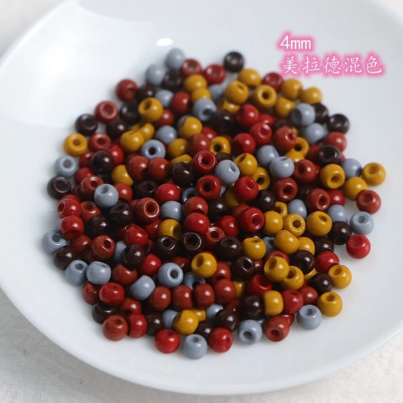 High-security Oil Painting Solid Color Brown Coffee Glass Rice Beads, Hand-woven Uniform Size DIY Beaded Loose Beads Material