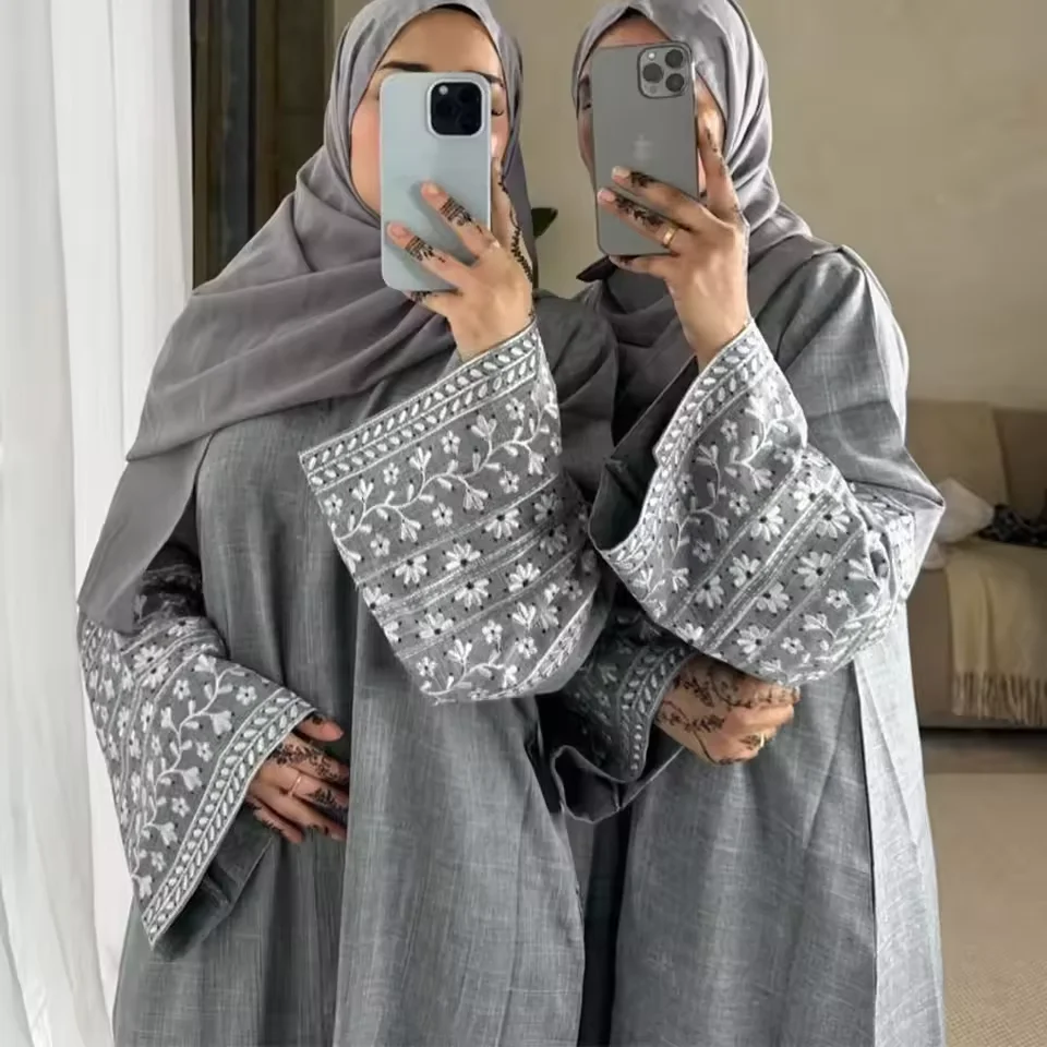 

Eid Embroidery Kebaya Abayas for Women Muslim Maxi Dress Turkey Kaftan Ramadan Islam Clothing Caftan Marocain Femme Vestidos New