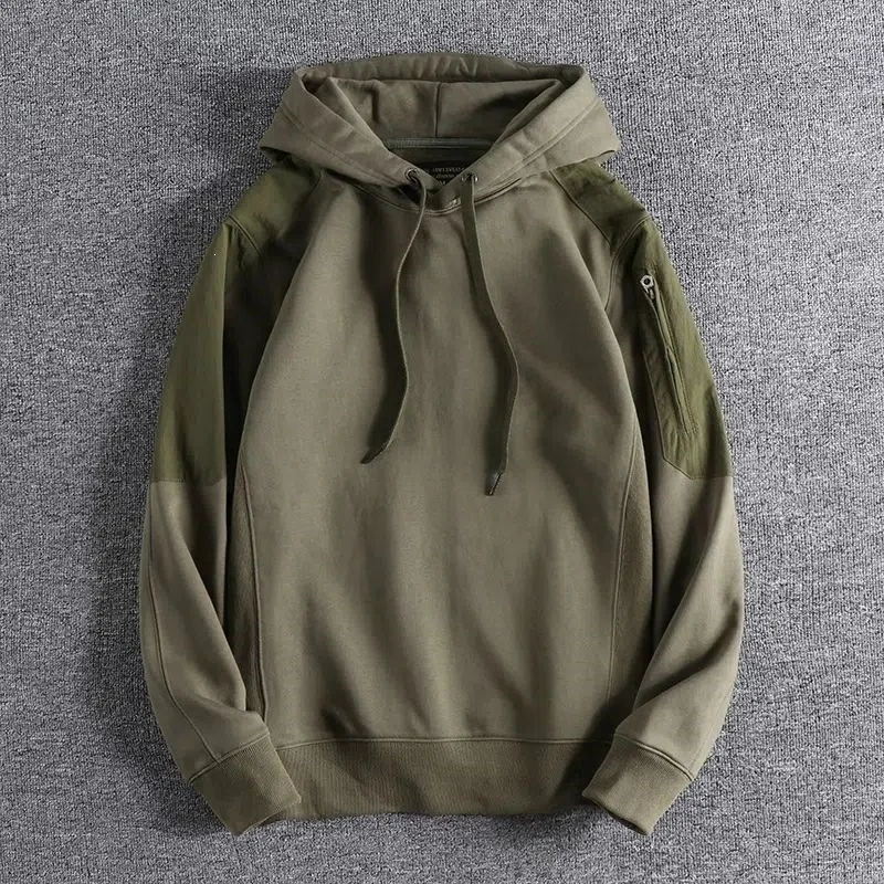 Autumn Winter New Color Blocking Splicing Men's Hoodie Japan Korean Streetwear Harajuku Casual Loose Hooded Pullover Sweatshirt