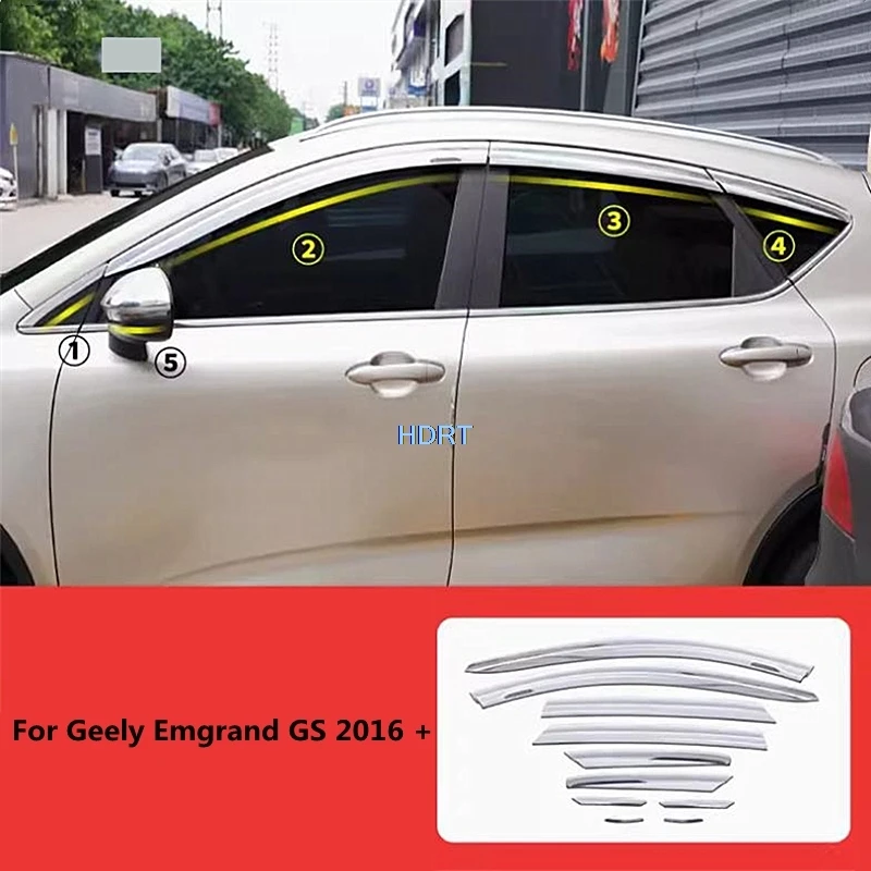 Car Style Side Window Deflector Visor Vent Cover For Geely Emgrand GS 2016 + Wind Weather Shield Sun Rain Screen Awning Shelter