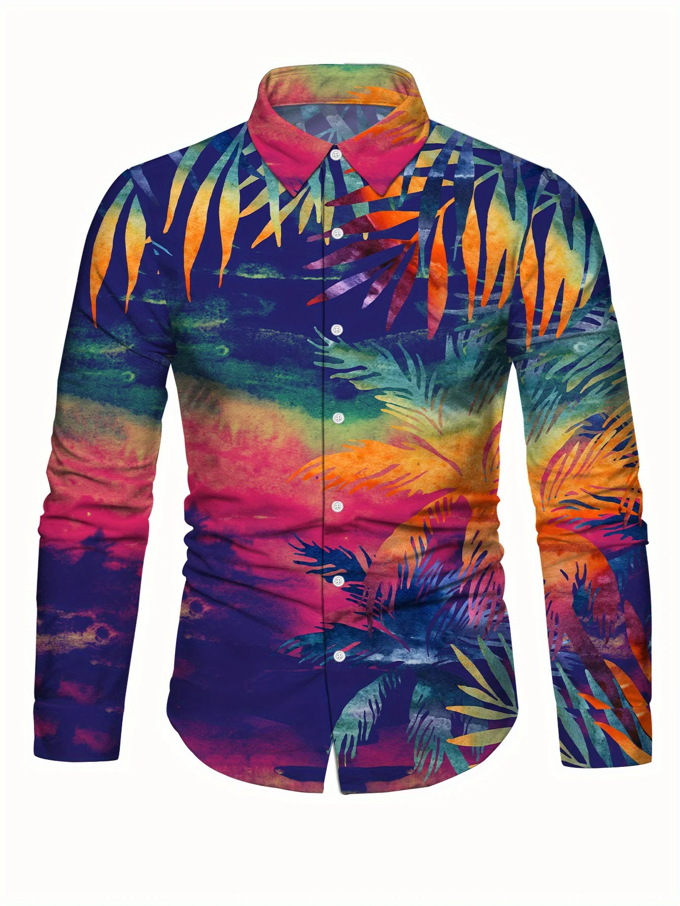 

Men's Turquoise & Black Rose Floral Print Long Sleeve Shirt - Regular Fit Button-Up, All-Season Non-Stretch Fabric for Formal