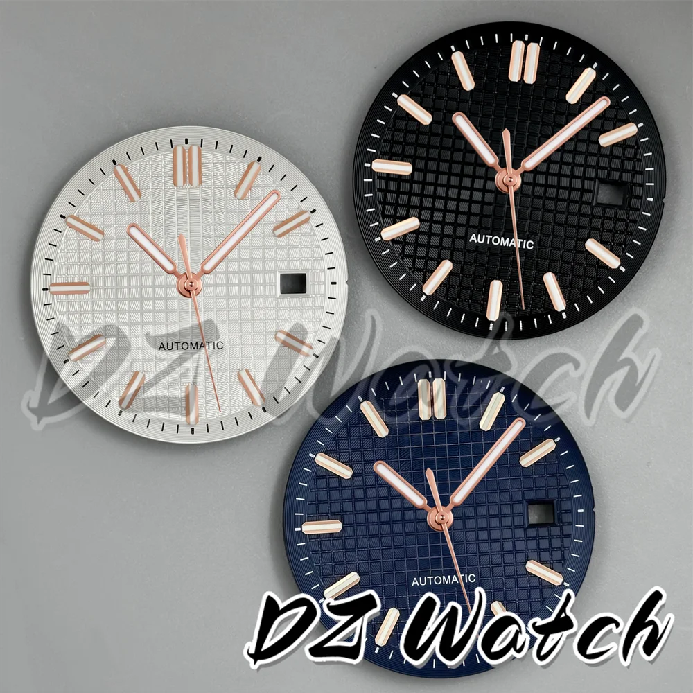 Checkered Texture Watch Dial 31mm Sterile Dial + Hands Green Luminous Suitable For NH35 NH36 Movement Modified Watch Accessories
