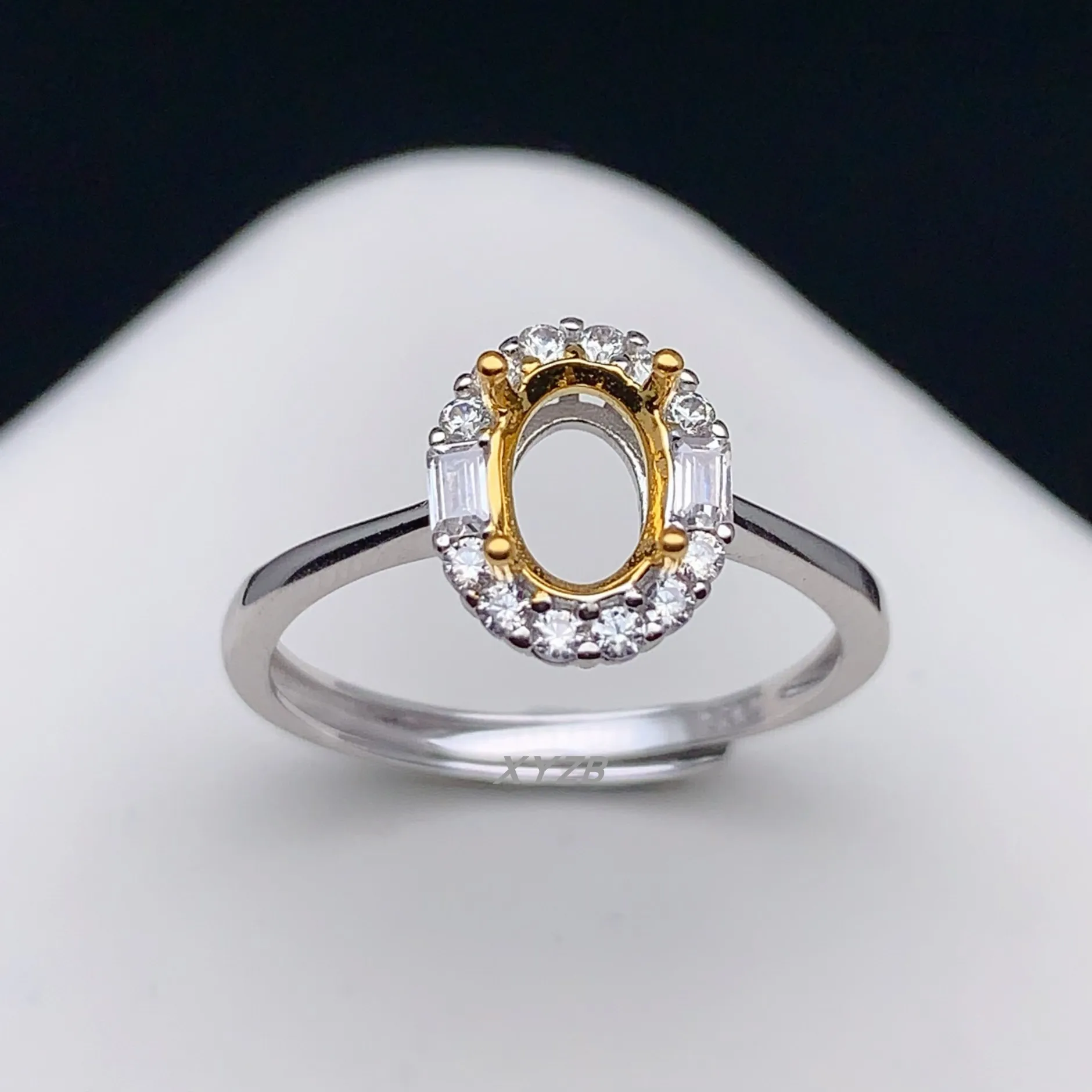 MeiBaPJ البطانة بيضاوي الشكل 3*5/4*6/5*7/6*8/7*9/8*10 مللي متر الأحجار الكريمة S925 فضة لتقوم بها بنفسك مجموعة فارغة حامل النساء غرامة مجوهرات Charm