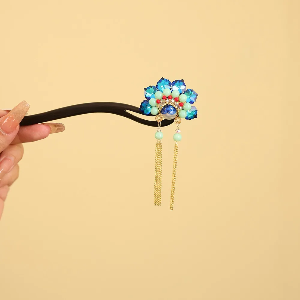 

Classical Tassel New Chinese Style Hair Clip Pearl Red Hanfu Hairpin Retro Antique Wooden Hair Stick For Girl