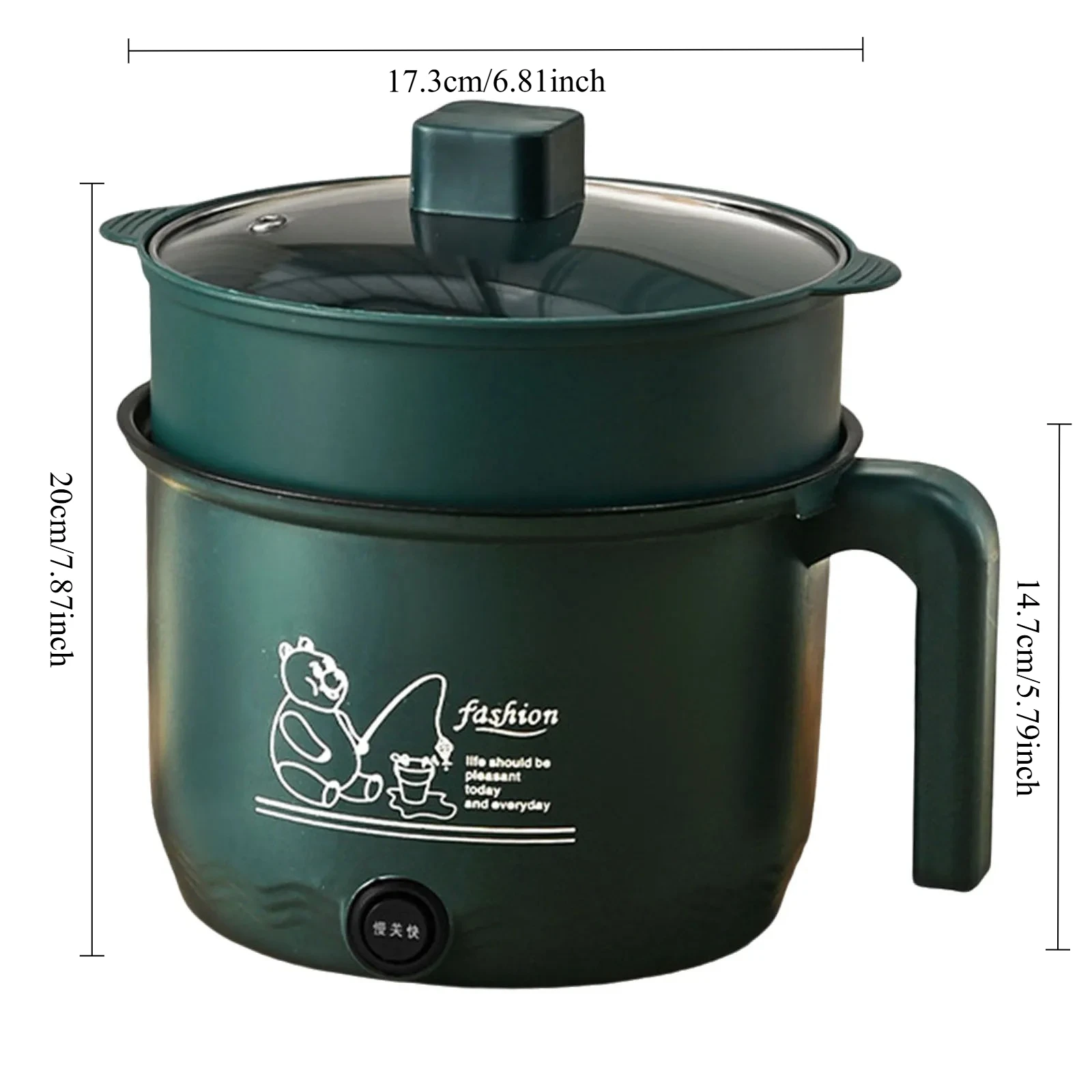 Mini Hot Pot Nonstick Noodles Cooker: 1.8L Small Electric Rice Cooker 600W Multifunctional Electric Skillet for Egg