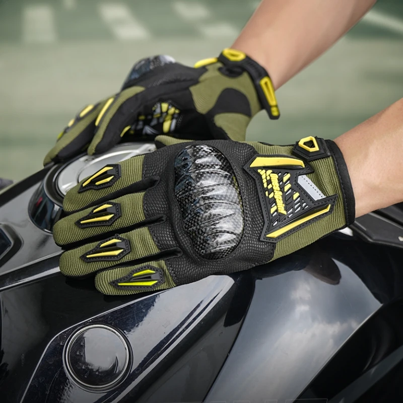 

Ones Again Breathable Carbon Fiber Riding Gloves - Unisex Summer Motorcycle Gear with Protective Shell Motorcycle Gloves