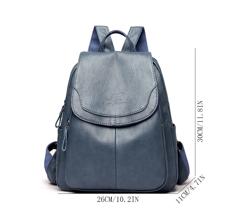 Women Quality Leather Backpacks for Girls Sac A Dos Casual Daypack Black Vintage Backpack School Bags for Girls Mochila Rucksack