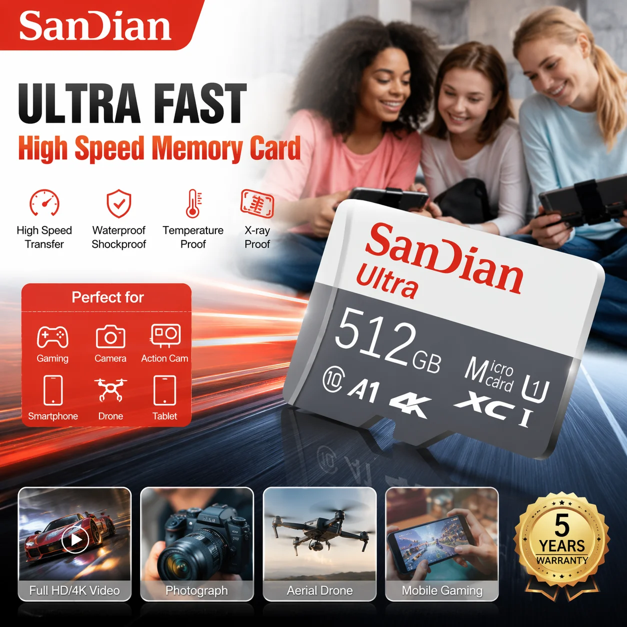 SD Memory Card 64GB Class 10 High Speed Micro TF SD Card 512GB For Camera Nintendo Switch PC Smart phone SD Card 128GB 256GB