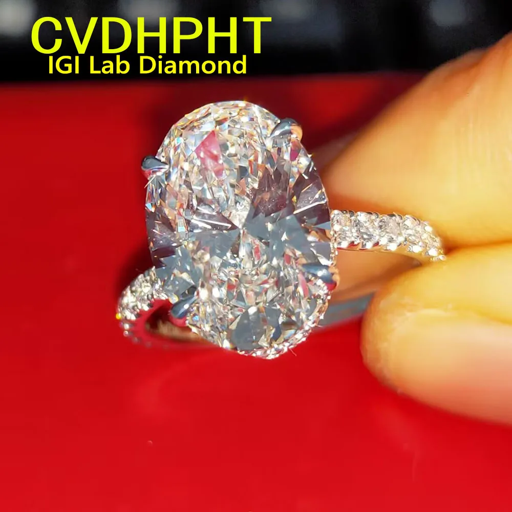 Solid 18K Gold Ring IGI Lab grown Diamond Ring Oval shape D VS Diamond wedding ring Factory Engagement