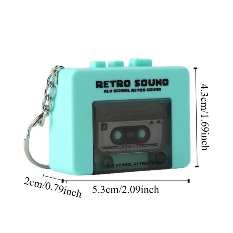 كاسيت مسجل الموسيقى مفتاح سلسلة صندوق تخزين ذكرى صندوق تشغيل الموسيقى الصغير المفاتيح خمر مشغل صغير صندوق تشغيل الموسيقى قلادة #6