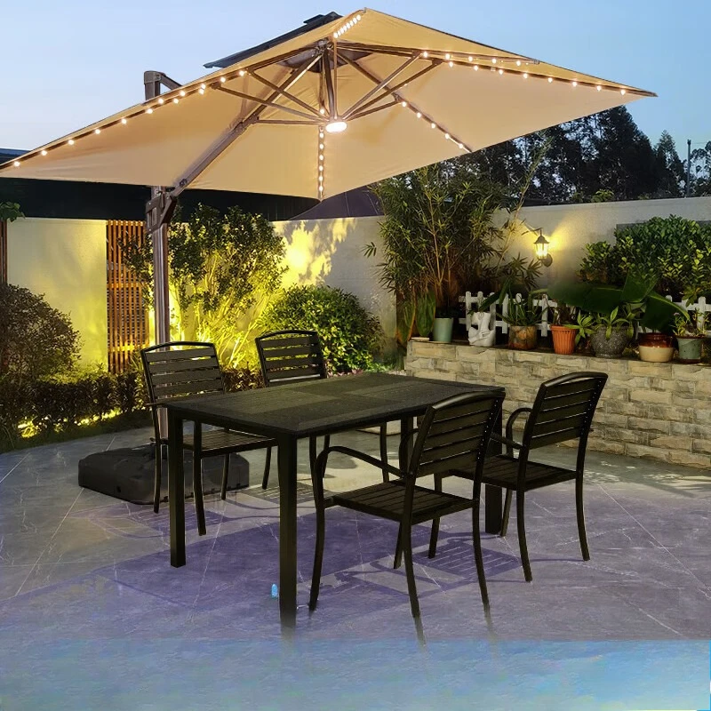 

Outdoor Solar Parasol LED Outdoor Umbrella with Light Villa Garden Large Umbrella Courtyard Wind-resistant Roman Umbrella