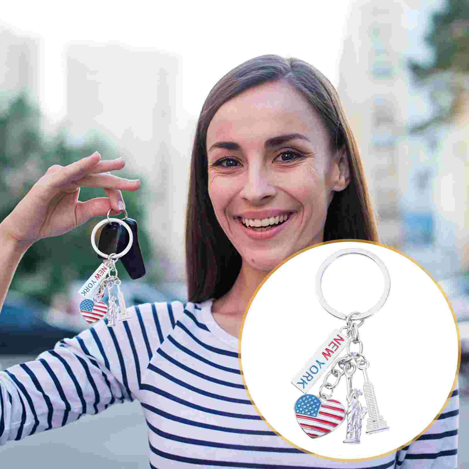 Flag Independence Day Keychain Metal Keychains Fashionable Rings Unique Backpack Pendants Elaborate Bag Father