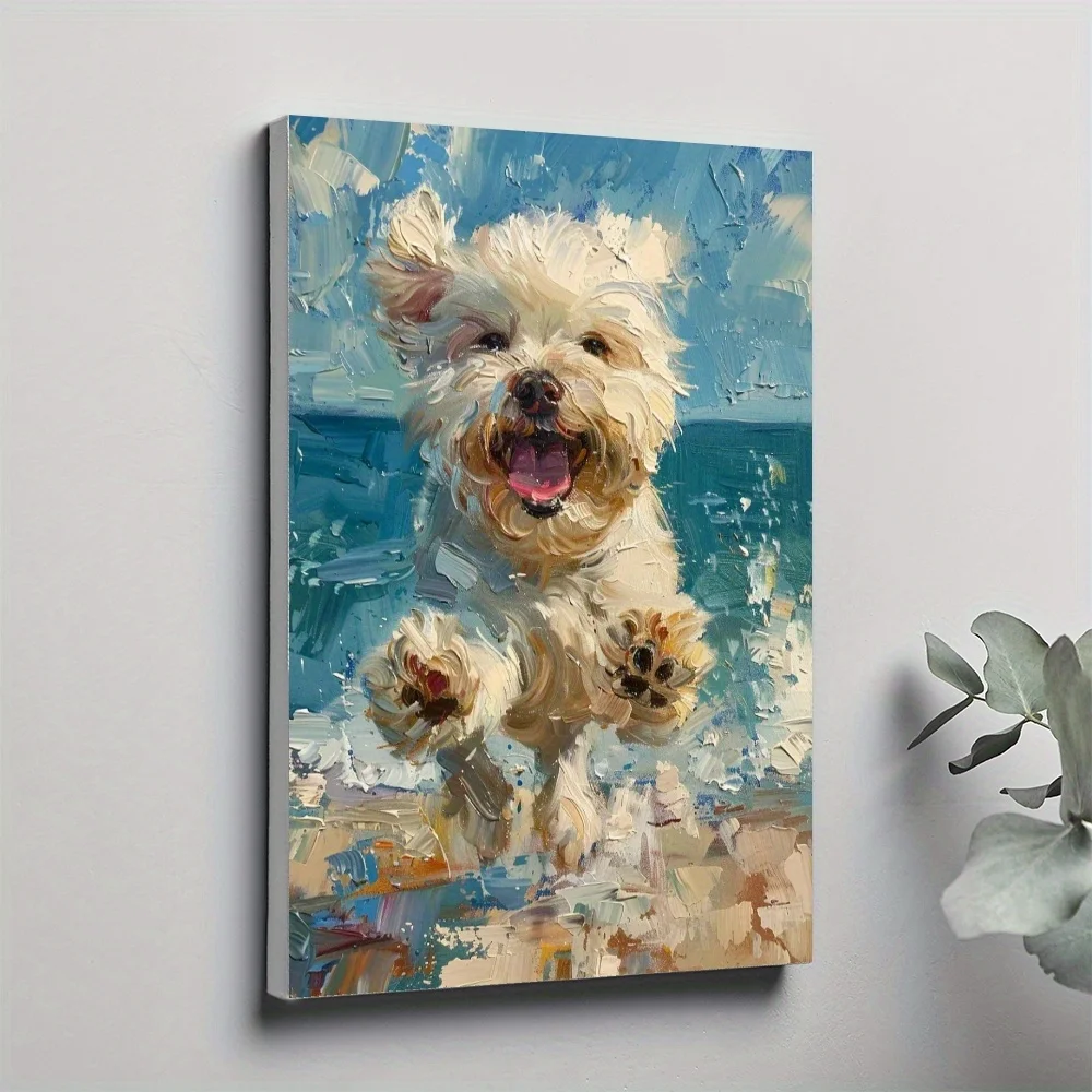 1pc Adorable little dog No Frame Canvas Poster High quality Wall Art Prints Poster Direct hanging Wall Picture Decor