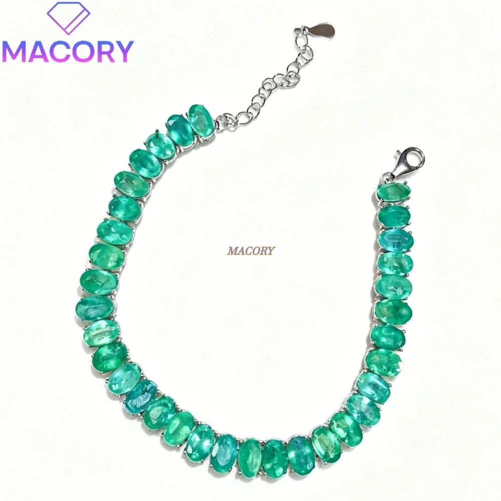 Simple and Exquisite Style Emerald Women's Bracelet S925 Sterling Silver Low-Key and Versatile a Choice for Christmas Gifts