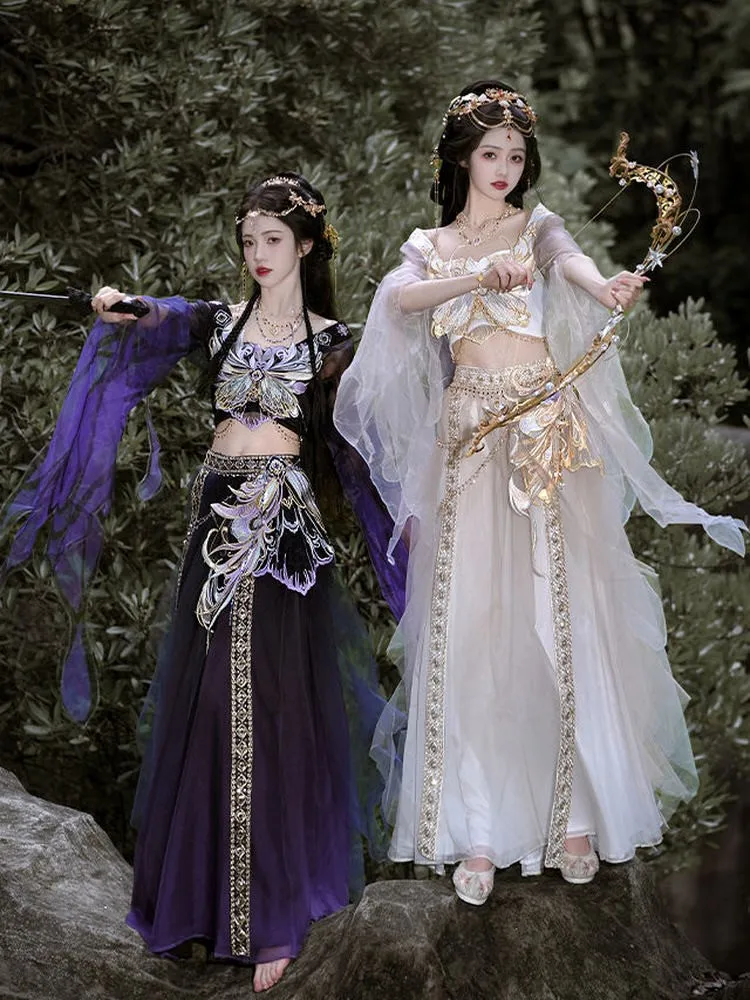 

New Hanfu women's embroidery gradient exotic style Western Regions girl set