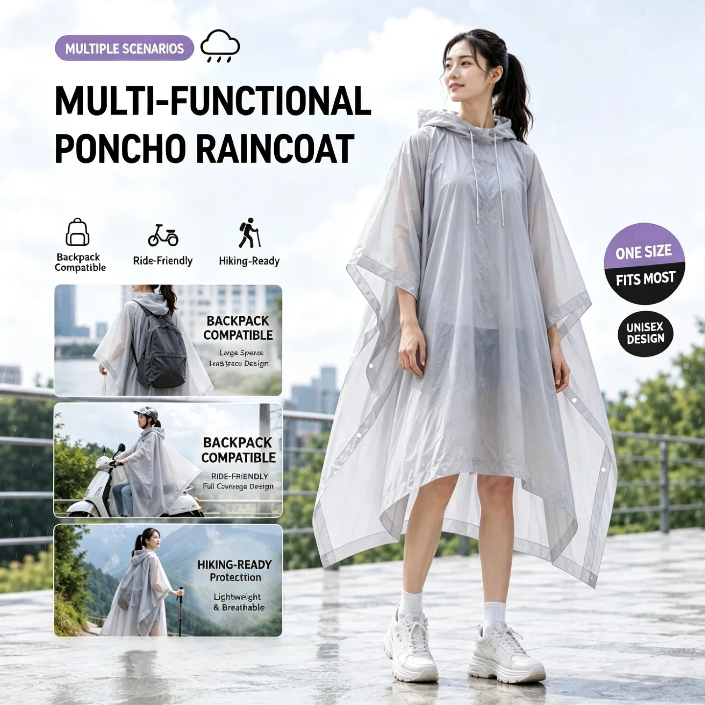 男女兼用ポータブルEVAレインケープ – 高耐久性、再利用可 - Cycling Commute In Rain のレビューと価格