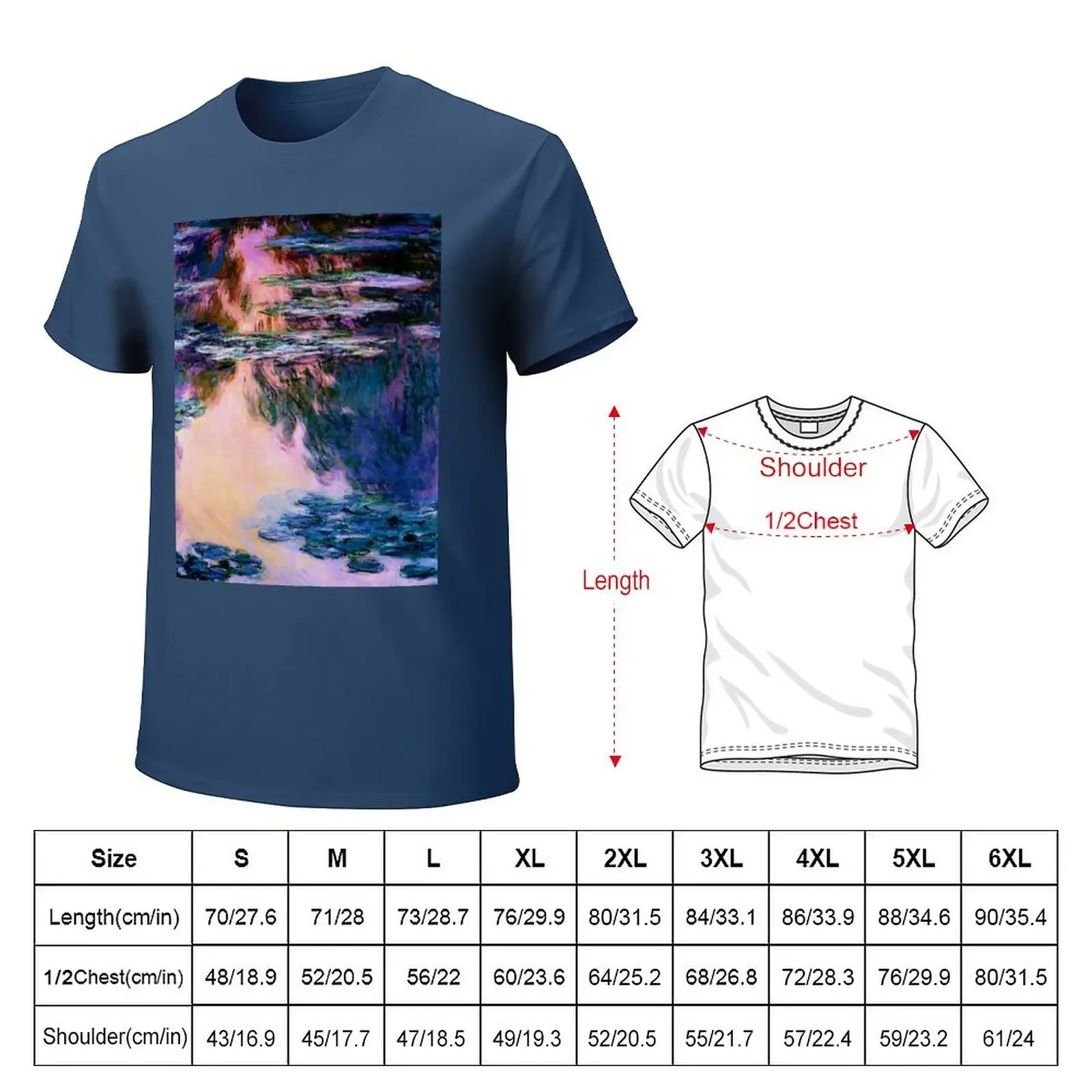 Claude Monet Les Nymphéas Lilas - Lilac Water Lily Landscape T-Shirt quick drying sports fans t shirts for men graphic