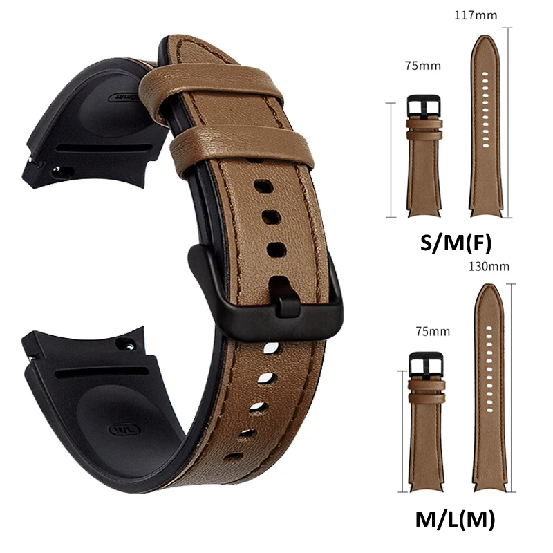 Leather strap For Samsung Galaxy Watch 4 classic 46mm 42mm 44mm 40mm No Gaps Silicone+Leather Bracelet correa Galaxy Watch4 Band