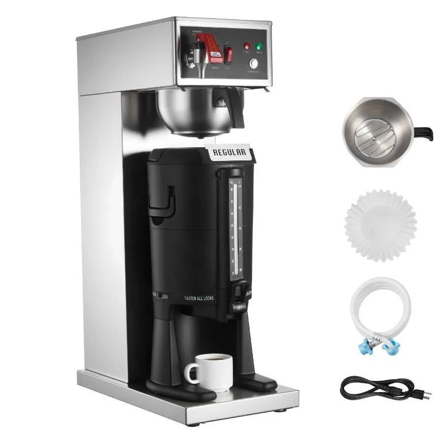 

Commercial Drip Coffee Maker 16-17 Cups Machine with 2.5 L Thermal Carafe Keep Warm for 4 Hours Stainless Steel Brewer with Aut