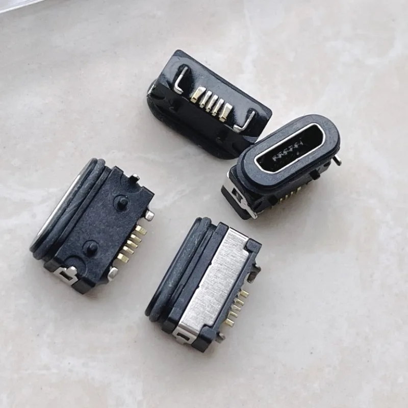 10PCS IPX8 Waterproof Micro USB Female Socket Charging Port, 5Pin SMD On-Board Type, Gold Plated 5 Pins