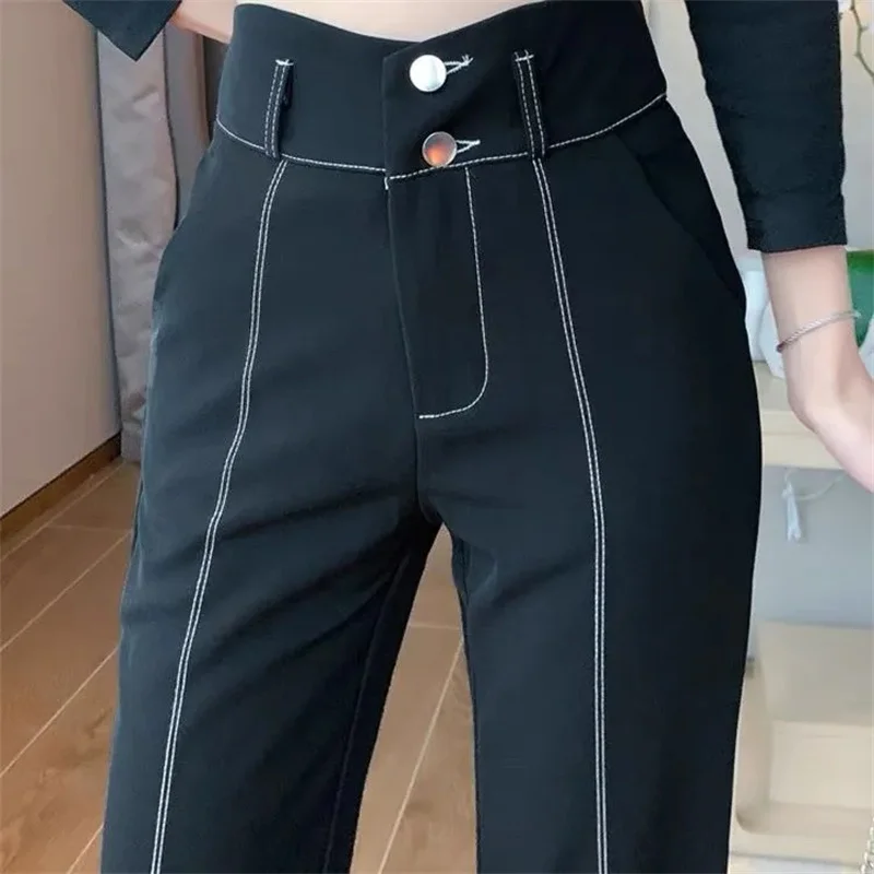 Pantaloni neri donna primavera autunno 2024 nuovi Leggings pantaloni a gamba larga a vita alta pantaloni larghi dritti alla moda Casual femminili