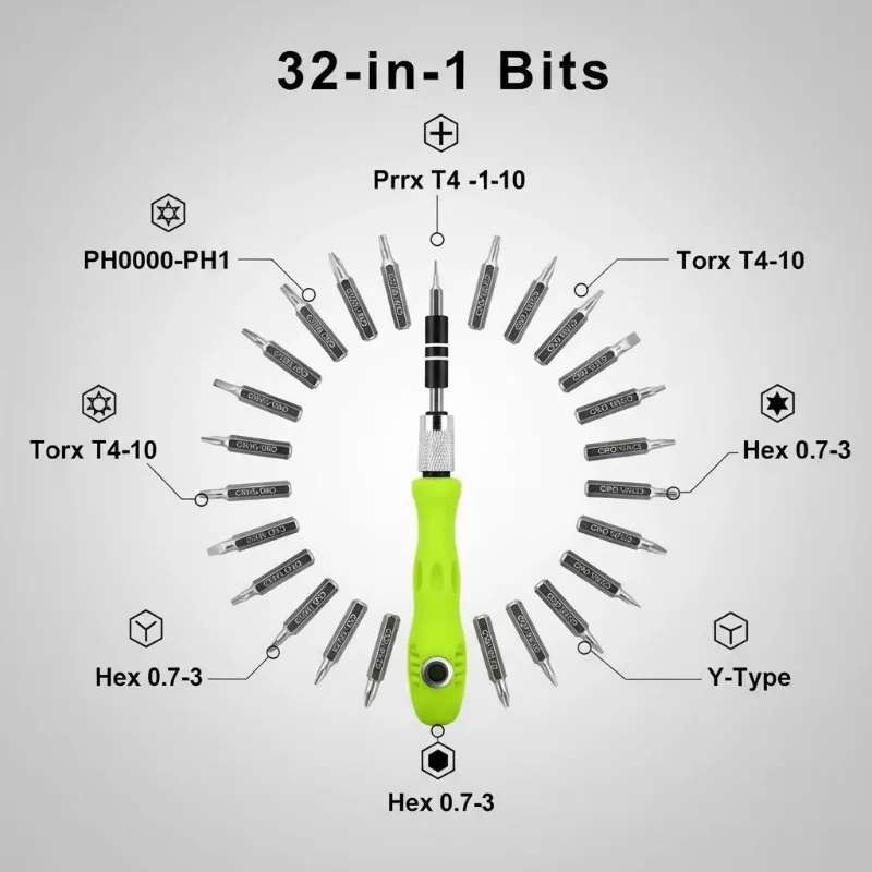 

32 in 1 professional multifunctional screwdriver set - a tool kit for repairing mobile phones, computers, and electronic devices, including disassembly tools - suitable for DIY enthusiasts and professionals to use