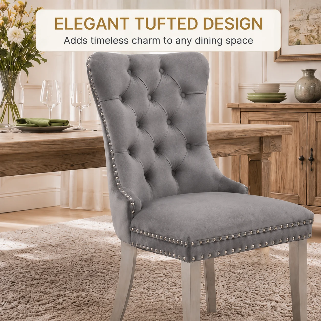 Dining Room Chairs High-end Tufted Contemporary Velvet Upholstered Dining Chair with Chrome Stainless Steel Plating Legs, Customized