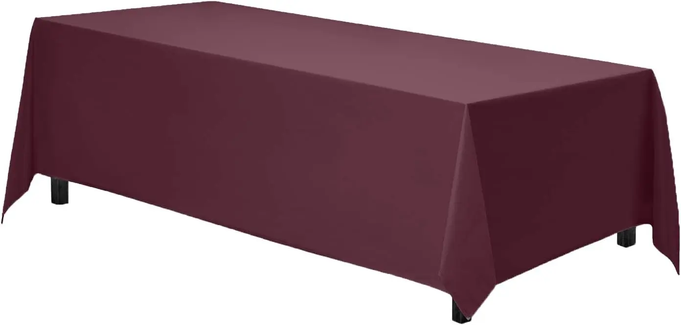 

Rectangle Tablecloth - 90 x 156 Inch Burgundy Table Cloth for 8 Foot Tables with Floor-Length Drop - Heavy Duty Washable