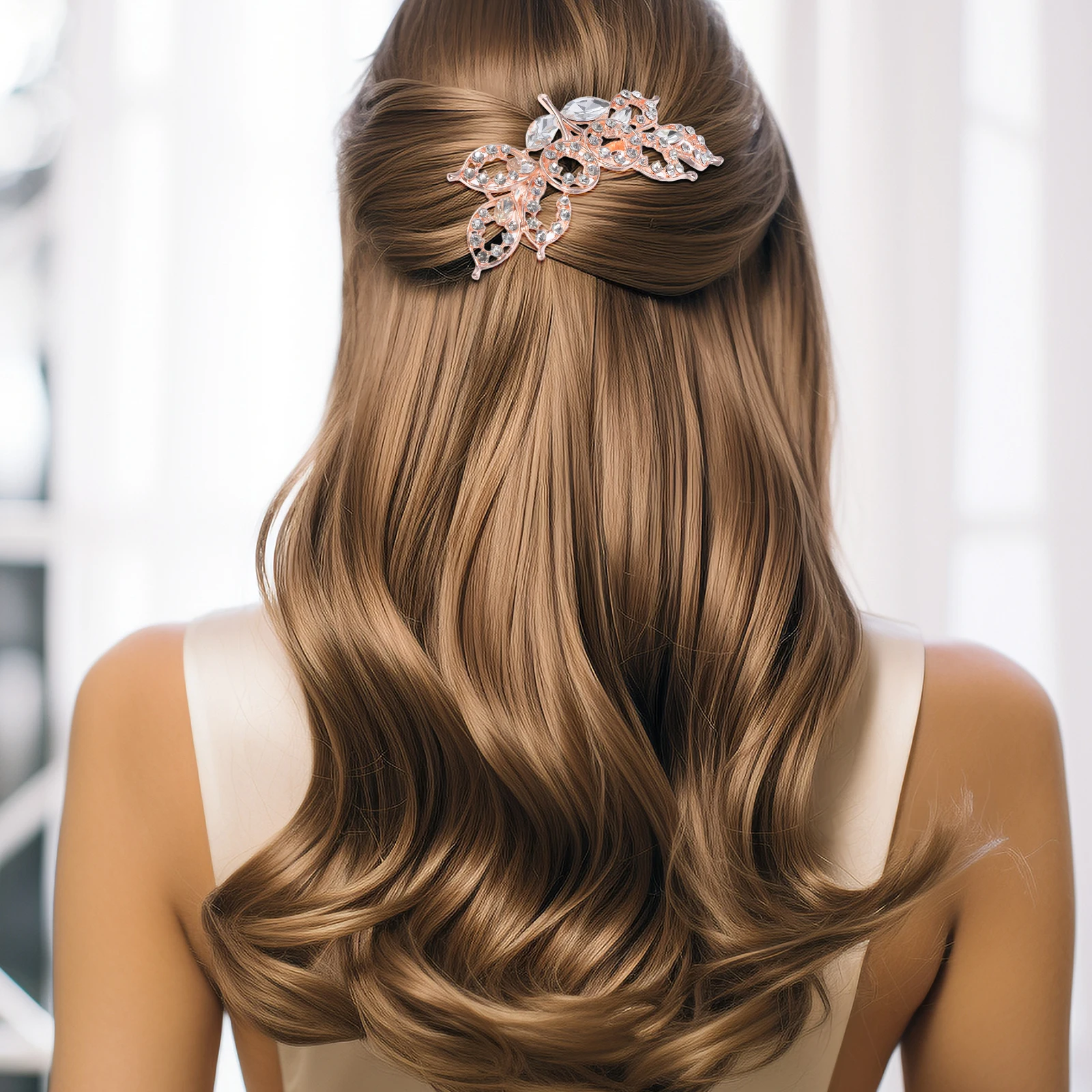 

Alloy Crown Hair Accessories with Rhinestones for Women Fashion Jewelry Rose Gold Decorative Combs Hairpieces