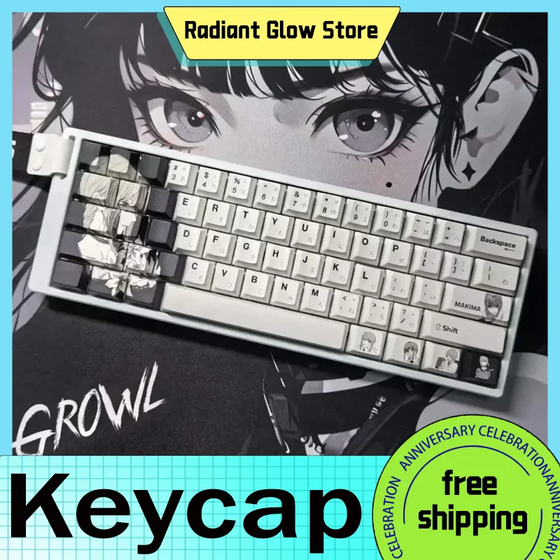 

Makima аниме Keycap термальная Сублимация Pbt Keycap персонализированные Мультяшные колпачки для 61/64/68/75/84 настольная клавиатура подарки