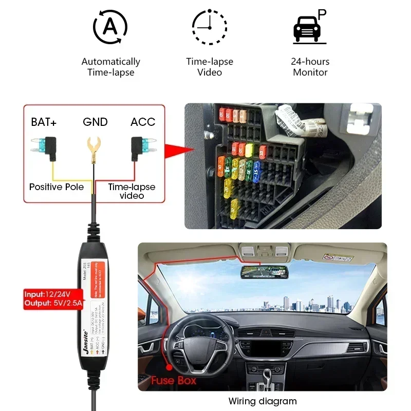 Jansite 10-inch 4K of 1080P Auto DVR Voor Achter Camera Touchscreen Stream Media Video Recorder Dual Lens Spiegel Dashcam 24H Park