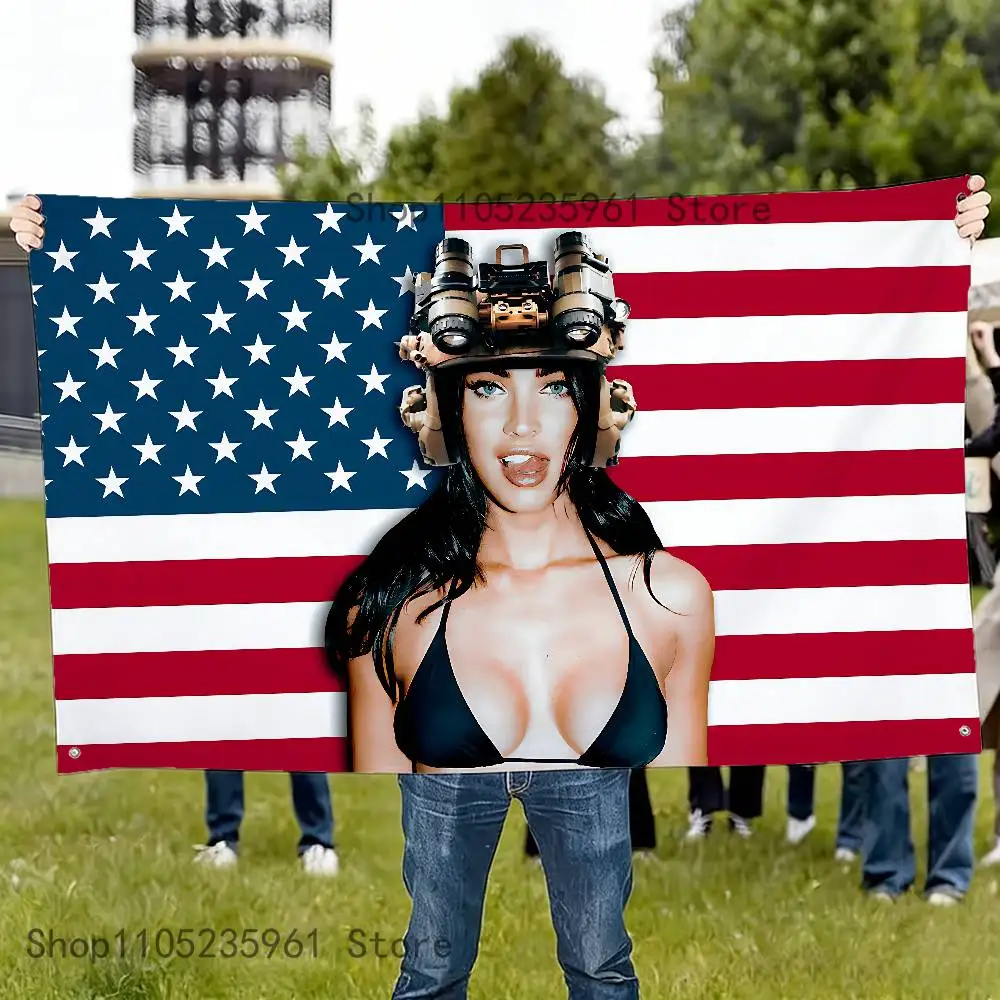 M-Megan F-Fox Flag Tapestry Banner For Bedroom Outdoor Living Room Restaurant Bar Wall Decor Party
