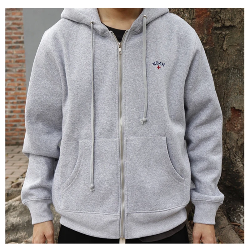 Autumn Winter New 1:1 NOAH Sweatshirts Men Women Simple Zipper Pocket Casual Loose Embroidery Logo NOAH Long Sleeve Hoodies